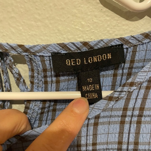 QED London Blue Plaid Long Sleeve Dress - Picture 3 of 6